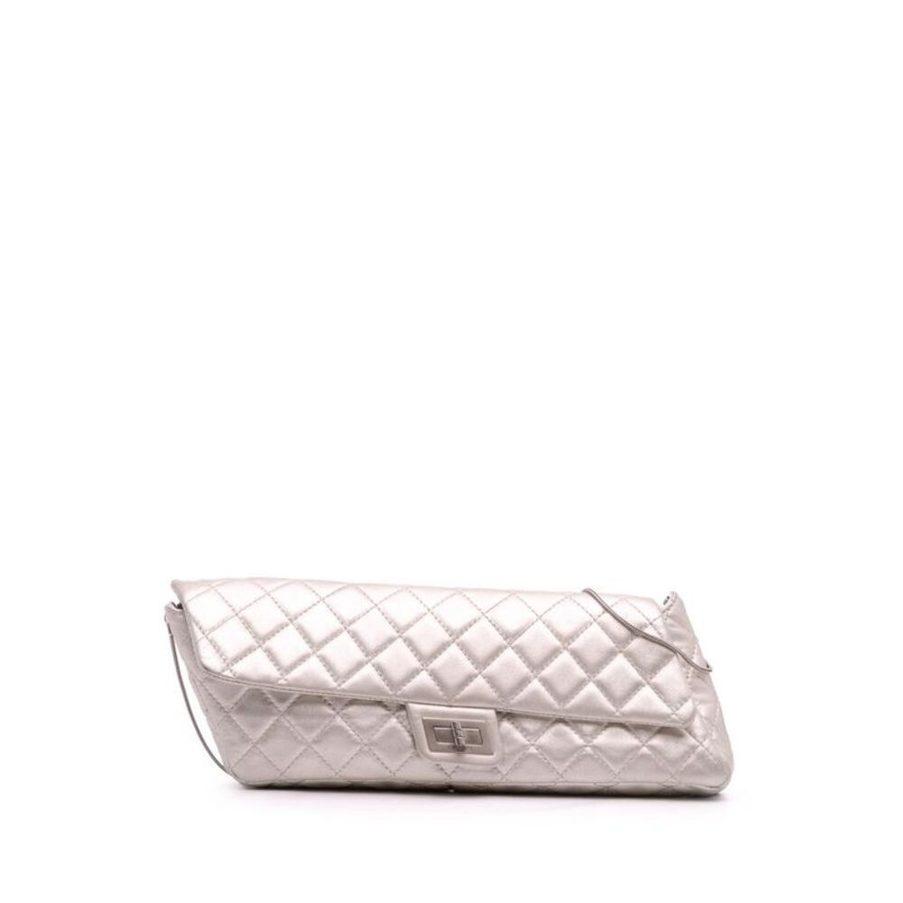 Pre Loved chanel Reissue 255 Flap Bag Quilted Women Silver Shoulder Bag